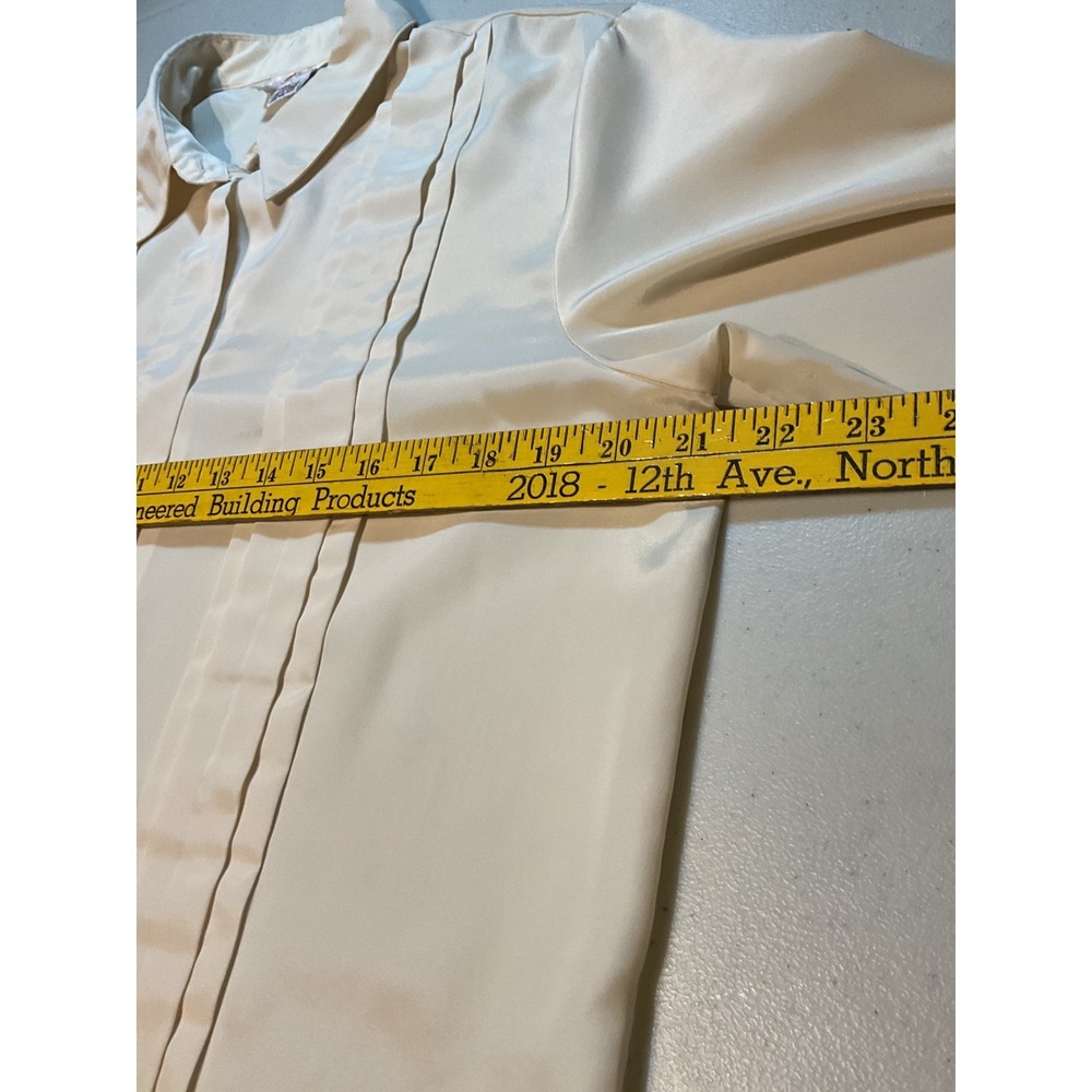 Laura‎ Scott ivory cream formal blouse long sleeve pleated button shirt Size 10 - Picture 6 of 8